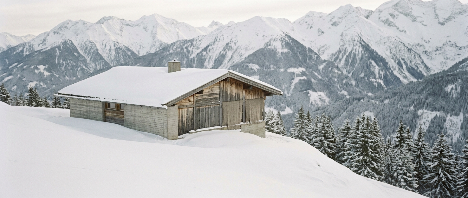 Snowy Arlberg landscape in morning light