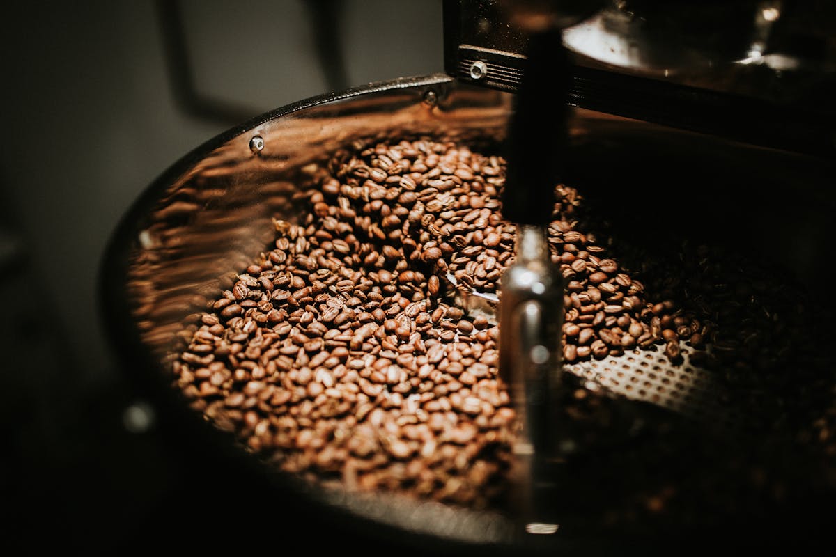 Coffee roasting drum in action