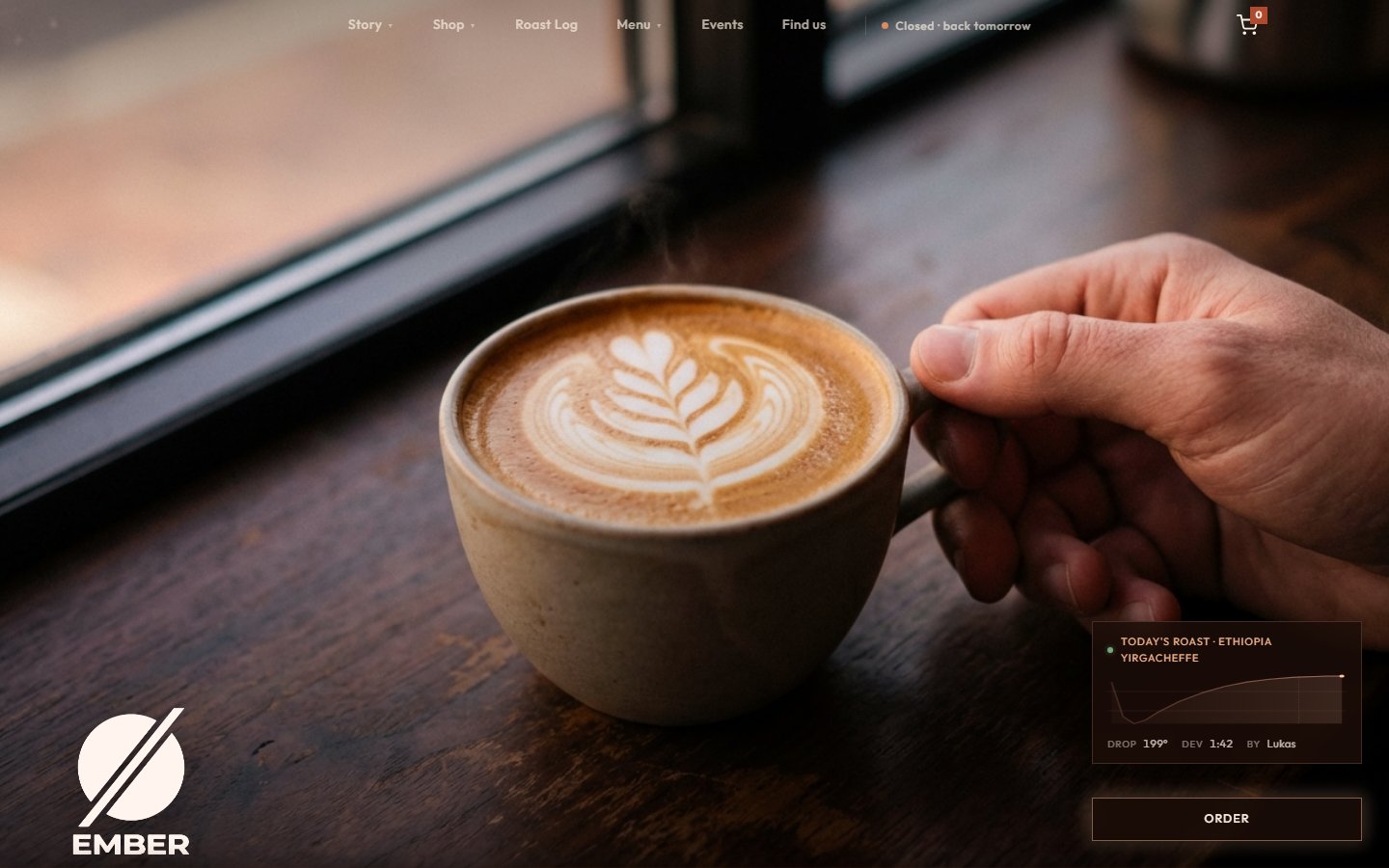 Ember Coffee homepage